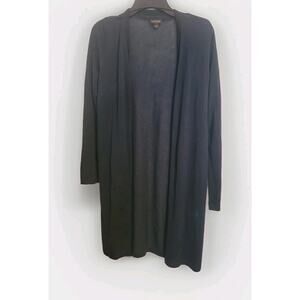 J.Jill Wearever Collection Black Open Front Mid Thigh Length Cardigan XS|Layered